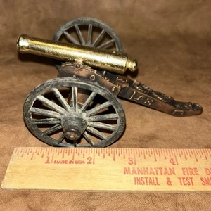 Vintage 5” Brass And Metal Toy Civil War Cannon See Description VG 4 - Picture 1 of 10