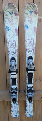 Grandes esquís de nieve alpinos ELAN medidas 43" largo 110 cm acabado BLANCO Foto 1 de 4