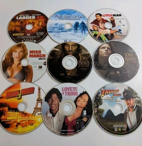 Lot of 9 DVD's Miss March Little Man Ladder 49 Rush Hour 3 LOTR DISCS ONLY - Picture 1 of 6