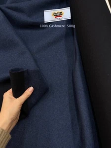 Navy Blue 100% Cashmere Coating Fabric AGNONA - ZEGNA Black Double Face 2.65m - Picture 1 of 15
