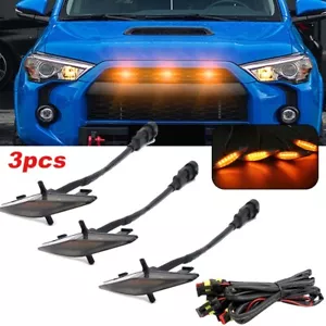 3pc/Set Front LED Grille Lights Grill Trim Amber Kit For Toyota 4Runner 2014-201 - Picture 1 of 12