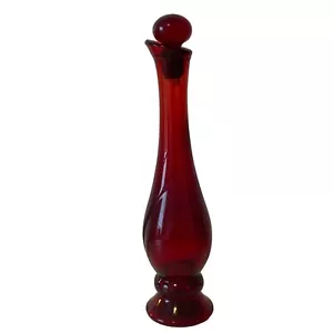 Florero vacío de colección con botella de colonia inolvidable remolino de vidrio rojo rubí Avon - Imagen 1 de 12