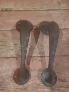 Set Of 2 Vintage Solid Brass Reclaimed Pull Door Handle - Picture 1 of 24