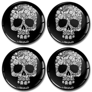 4 x 60mm 3D Silikon Aufkleber für Nabendeckel Nabenkappen Nabenabdeckun Schädel - Bild 1 von 3
