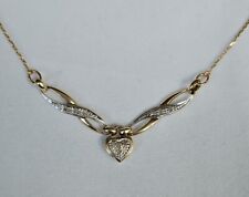9ct Yellow Gold & Diamond Cluster Suspended Heart Necklace