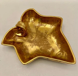 Plato de baratija vintage Stangl Pottery 3859 pintado a mano hoja de oro MCM - Imagen 1 de 9