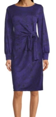 Liz Claiborne A-line Tie Front Tropic Violet Dress Size Medium Knee Length NWT - Image 1 of 4