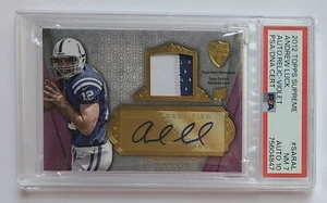 WOW 5/6 Andrew Luck Signed 2012 Topps Supreme Violet Patch PSA 7 PSA/DNA AUTO 10 - Picture 1 of 2