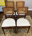 Vintage Stakmore French Cane Back Folding Chairs , Set Of 4, Cherry Finish