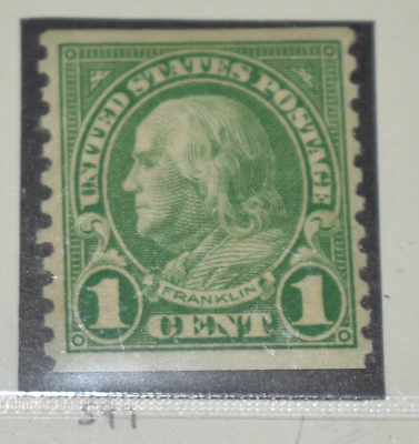 Scott #597, M/VF/NH, Wash. Green, 1 cent, perf 10 Vertically 1916 - Image 1 of 2