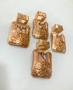 Juego de 2 hebillas de 4 piezas en oro rosa - hebilla de cinturón artesanal de cuero 20 mm - Imagen 1 de 6