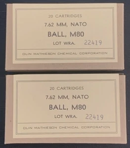 BOLA OLIN/WINCHESTER (WRA) 7,62 MM M80 PRINCIPIOS VIETNAM NUEVA RÉPLICA CAJAS DE MUNICIÓN - Imagen 1 de 8