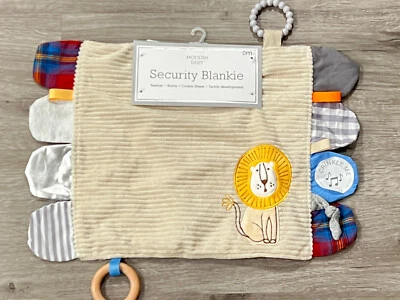 Modern Baby Boys Embroidered Lion Security Blanket Lovie Teether Activity Toy - Image 1 of 4