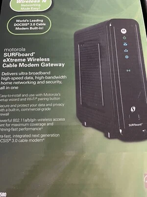 Motorola SBG6580 SURFboard 343 Mbps 4 Port Gigabit Wireless Cable Modem - Black - Image 1 of 2