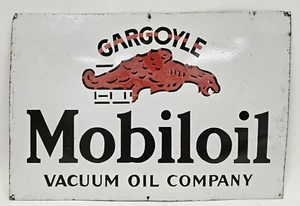 Vintage Mobiloil Vacuum Oil Co. Gargoyle 19" X 28" Porcelain Advertising Sign - Picture 1 of 8
