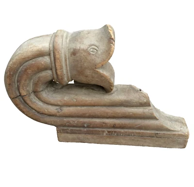 Antique Hand Carved Snake Face Carved Wooden Tribal Door Panel Heritage W794 - Image 1 of 4