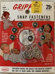 Druckknöpfe Vintage 50er Jahre Greifer Marke Radial Rippenbuchse Größe 16 Nähen - Bild 1 von 12