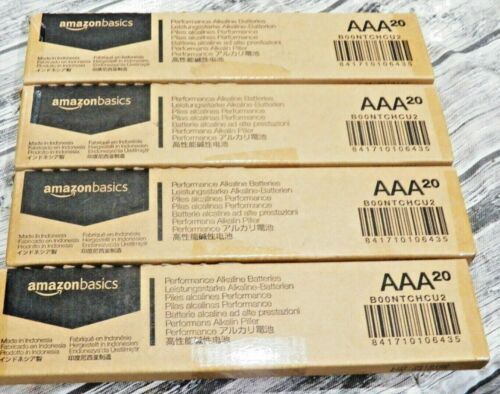 4 Brand New Amazon Basics Packs of 20 Each AAA Performance Alkaline Batteries