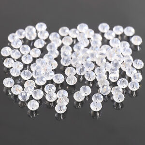 4mm DIY 100Pcs White AB Faceted Crystal  Rondelle Loose Spacer Beads DIY 