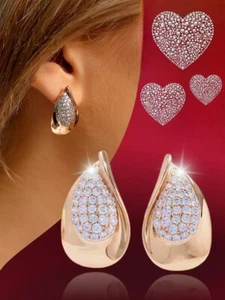 Ohrringe vergoldet mit 585er Walzgold Zirkonia Roségold Geschenkbox inkl. Luxus - Bild 1 von 10