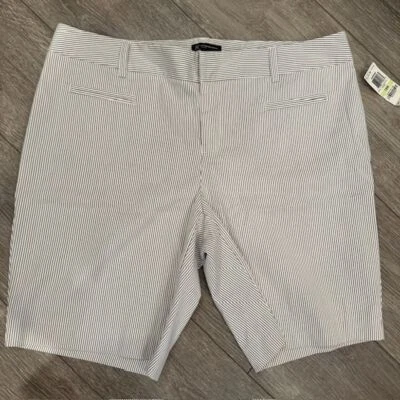 INC International Concepts Women's Tan Striped Bermuda Shorts Size 18W NWT - Image 1 of 4