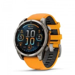 Garmin fenix 8 47mm Sapphire Titanium with Orange Graphite Band 010-02904-10 - Picture 1 of 3