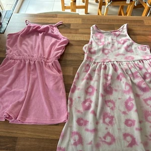 Girls Pink Playsuit And Pink/white Dress. Age 9. VGC - Picture 1 of 5