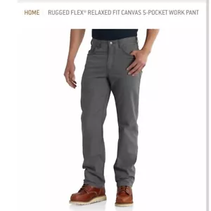 Carhartt Rugged Flex Canvas Work Pants Relaxed Fit Gray Size 40x30 - Picture 1 of 10