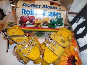 $$ REDUCED $$ Vintage Adjustable Roller Skates Yellow with Key used condition - Picture 1 of 7