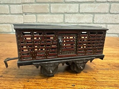 Vintage Bing GBN Bavaria Tin Litho O Scale Train Cattle Car Wagon BW - Image 1 of 4