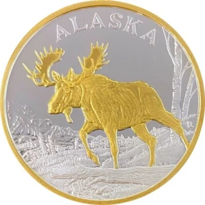 Medallón de plata alce toro como nuevo de Alaska a prueba de 1 oz - Imagen 1 de 2