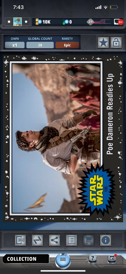 Star Wars Card Trader 2020 Poe Dameron Readies Up Black - Image 1 of 1