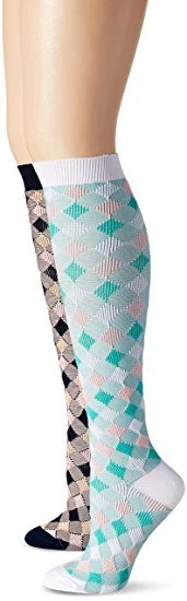 K. Bell Navy/Beige & Mint Green/Piink Argyle/Diamond Pattern Knee High Sock, $28 - Image 1 of 1