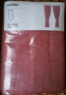 IKEA Lenda CURTAINS Drapes LIGHT RED 98" Long 2 Panel DISCONTINUED Chambray - Image 1 of 4
