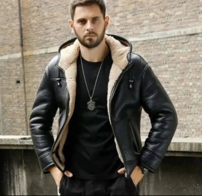 Herren Aviator RAF B3  Shearling Leder Bomber Fliegerjacke - Bild 1 von 4