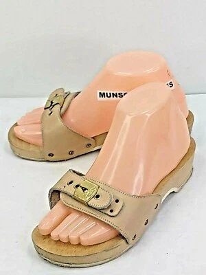 Винтажные итальянские женские деревянные кожаные сандалии Dr Scholl's US6 для упражнений ходьбы 1000 шт. - Изображение 1 из 4