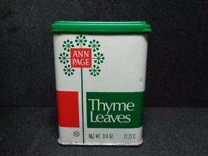 Ann Page thyme leaves 1970's Tin Container .75 oz empty - Picture 1 of 7