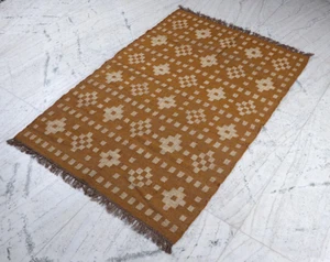 Rugs Kilim Natural Handwoven Wool Jute Rug, Vintage Kilim Rug, Traditional Rug - Picture 1 of 9