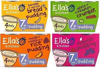 Ella's Kitchen Pudding 7mth+ (4x80g) - Bread Pudding / Rice / Crumble/ Summer • 7.99£