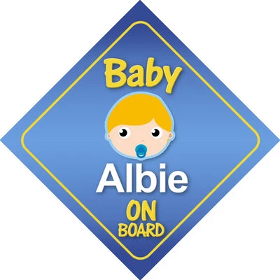 MYBABYONBOARD UK Baby Albie Autoschild an Bord *Haarfarbenwahl*