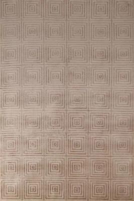 Alfombra moderna geométrica nepalí para todas partes alfombra tamaño habitación 6x9 anudada a mano Foto 1 de 4