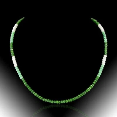 BAILYSBEADS edle weiss Jade & Smaragd-Kette Halskette Farbverlauf NV059 - Bild 1 von 3