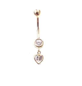 Anillo ombligo oro amarillo 14k macizo con circonitas cúbicas blancas - Imagen 1 de 1