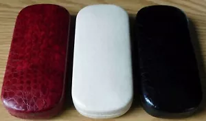3 Eyeglass Cases, Red, White and Black, Clam Shell Hard Cases, Leather-like - Picture 1 of 4