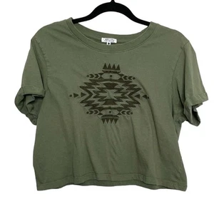 Messy Bun Just Chillin Crop Top Embroidered Southwest Design Short Sleeve Green - Picture 1 of 11