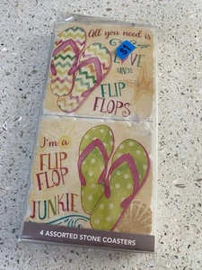 Flip Flop Junkie 4er Set Stein Untersetzer Bunt Sommer Strand Haus - Bild 1 von 2