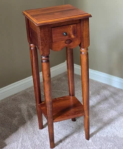 Vtg Old "Pier 1" SOLID Pine Wood Side End Accent Lamp Night Table Stand Drawer - Picture 1 of 22