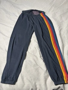 Aviator Nation Jogginghose anthrazit Regenbogenstreifen XL Malibu California B17 - Bild 1 von 8