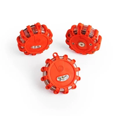 Paquete de 3 luces LED de emergencia para automóvil con llamarada de carretera base magnética de seguridad estroboscópica y gancho Foto 1 de 4