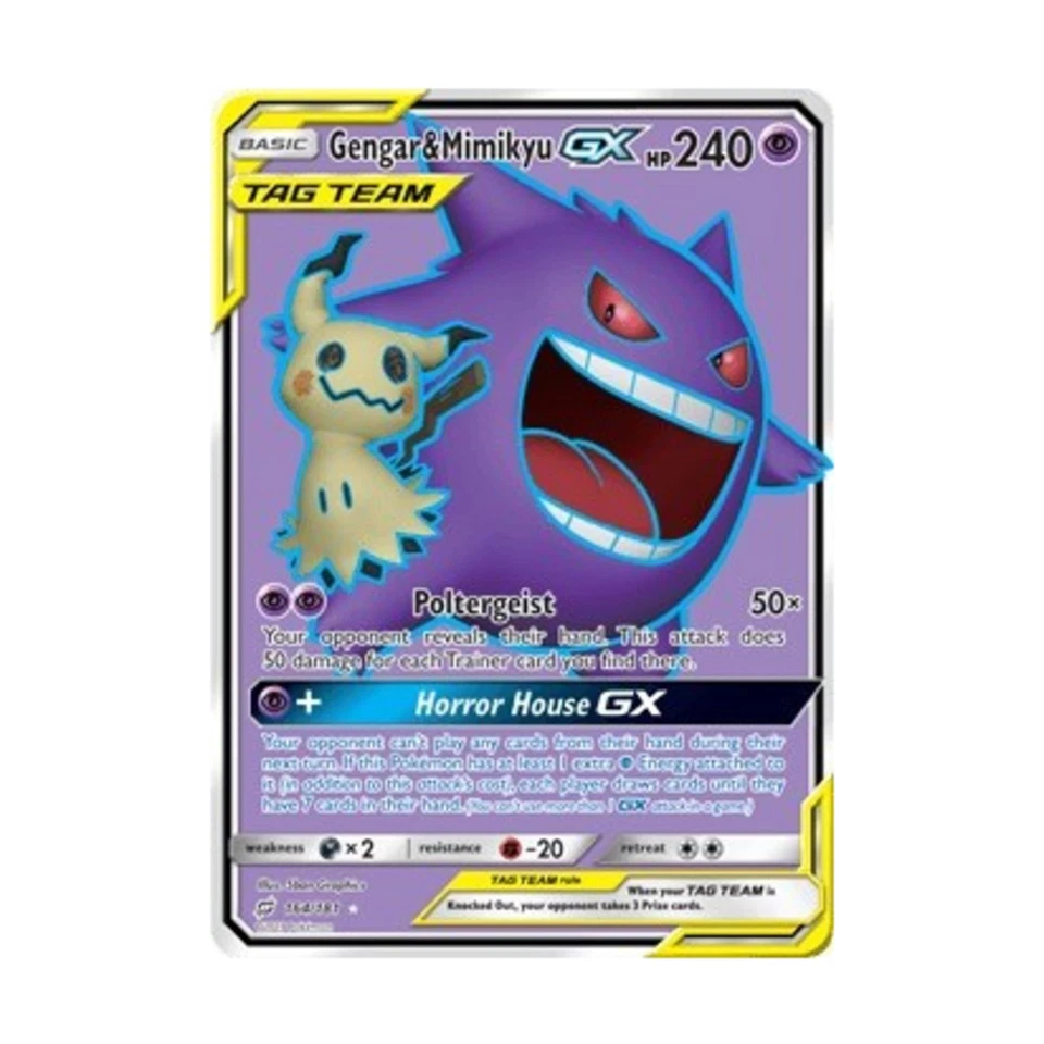 Pokemon SM - Team Up Gengar & Mimikyu GX (Full Art) (UR) #164 (Holo) Fair- - Image 1 of 1